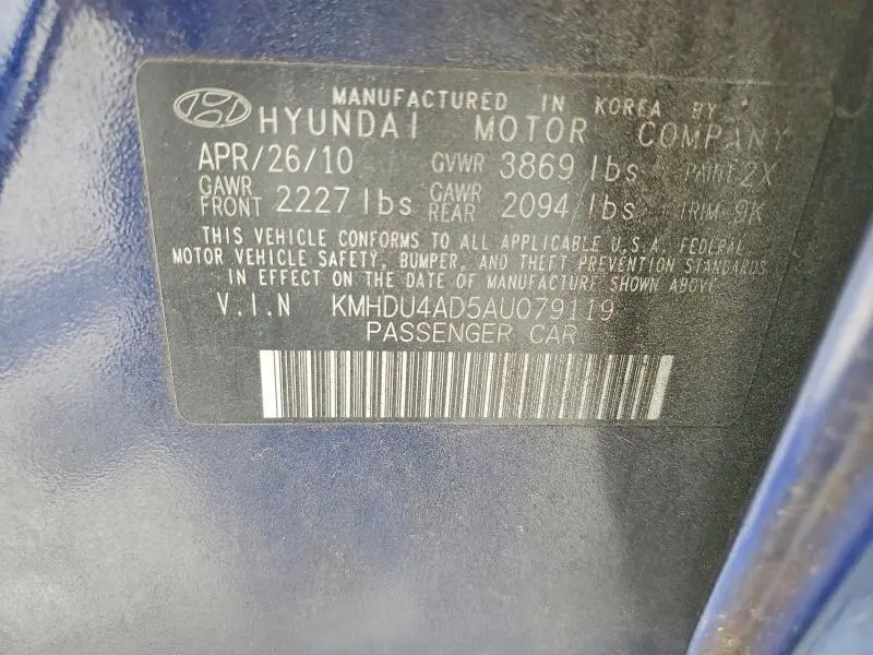 2010 HYUNDAI ELANTRA GLS  
