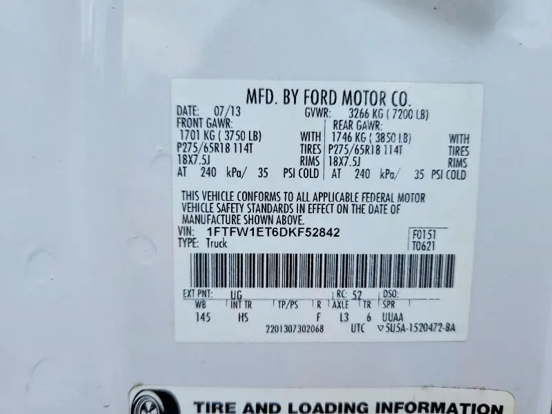 2013 FORD F150 SUPERCREW  