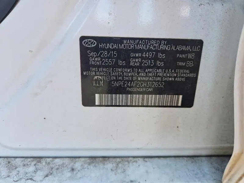 2016 HYUNDAI SONATA SE  