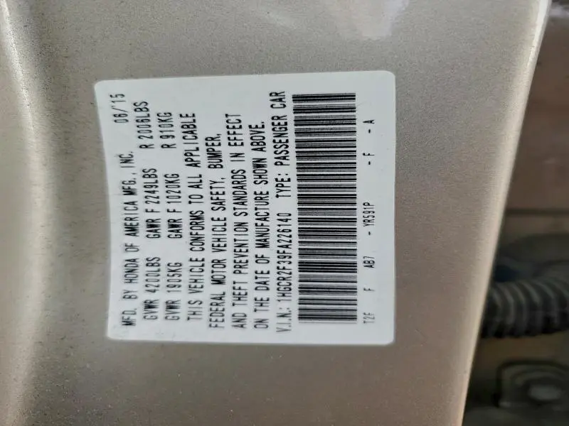 2015 HONDA ACCORD LX  