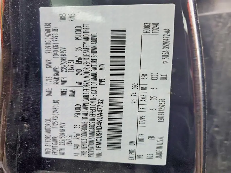 2019 FORD ESCAPE SEL  