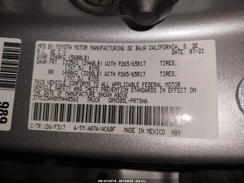 2021 TOYOTA TACOMA TRD SPORT