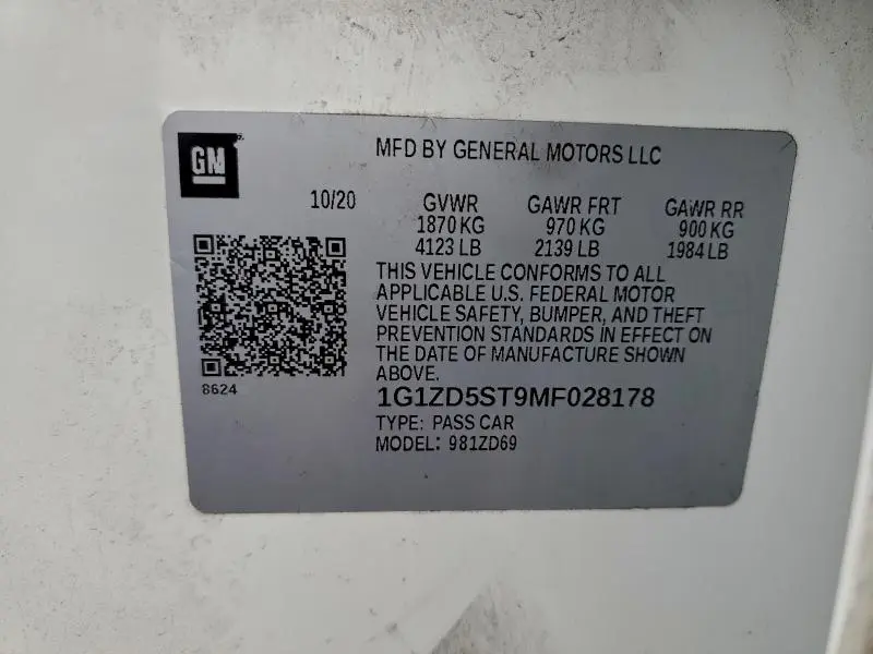 2021 CHEVROLET MALIBU LT  