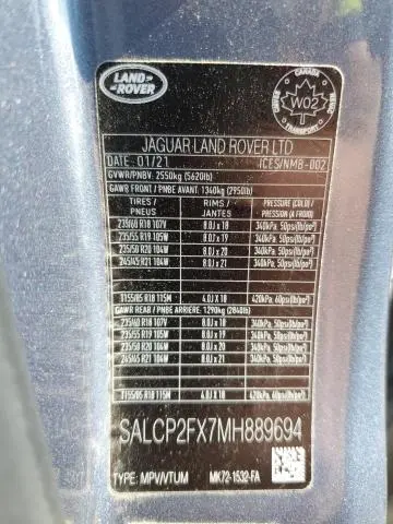 2021 LAND ROVER DISCOVERY SPORT SE  