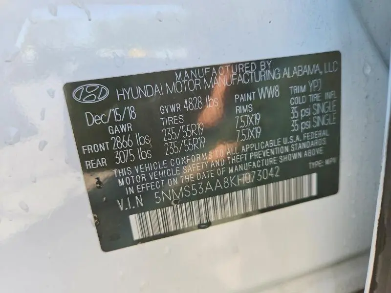 2019 HYUNDAI SANTA FE ULTIMATE 2.0T  