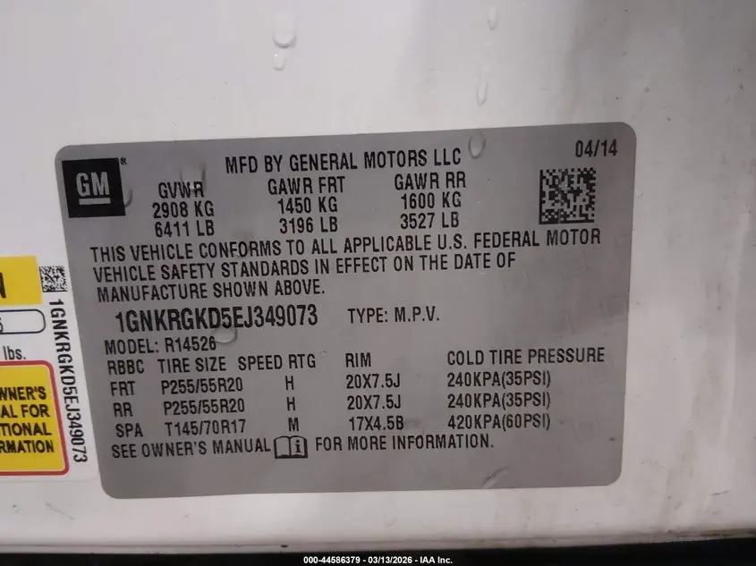2014 CHEVROLET TRAVERSE 1LT