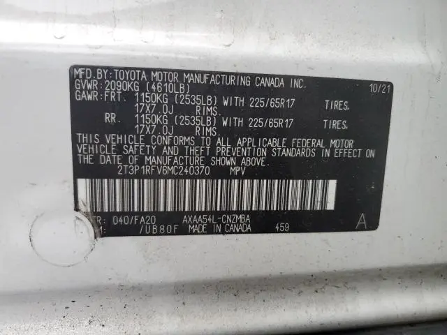 2021 TOYOTA RAV4 XLE  