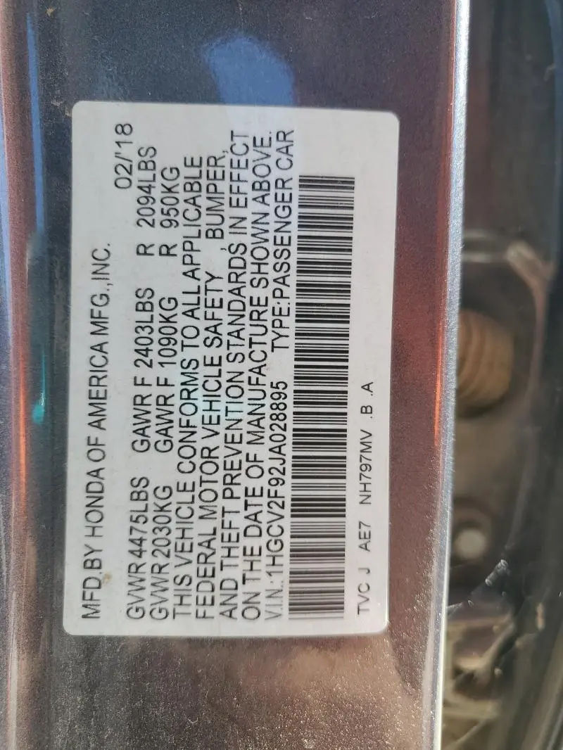 2018 HONDA ACCORD TOURING  