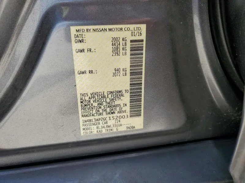 2016 NISSAN ALTIMA 3.5 SL  