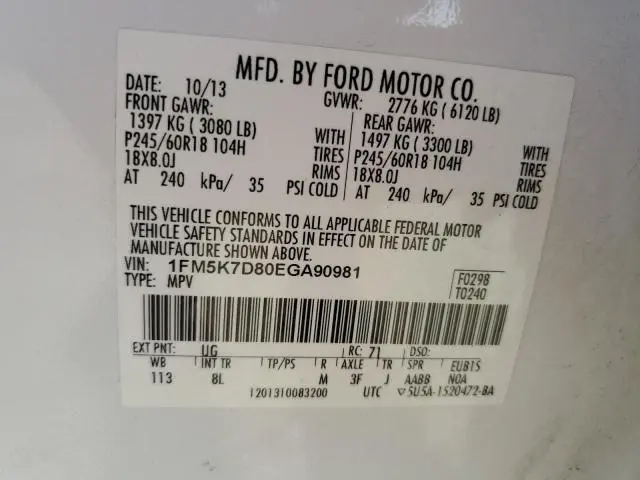 2014 FORD EXPLORER XLT  