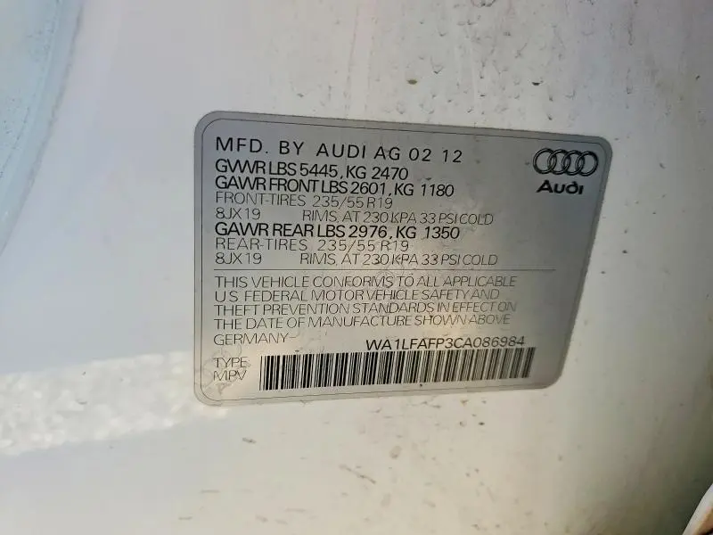 2012 AUDI Q5 PREMIUM PLUS  