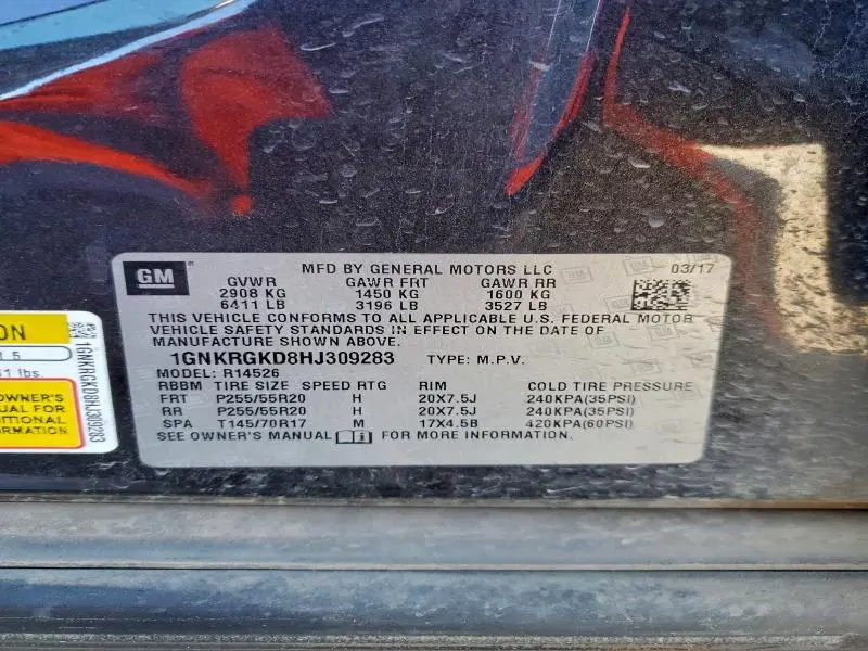 2017 CHEVROLET TRAVERSE LT  