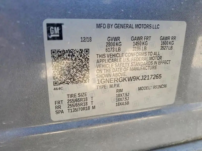 2019 CHEVROLET TRAVERSE LT  