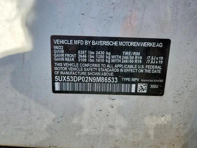 2022 BMW X3 XDRIVE30I  