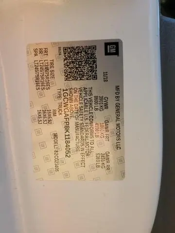 2019 CHEVROLET EXPRESS G2500   