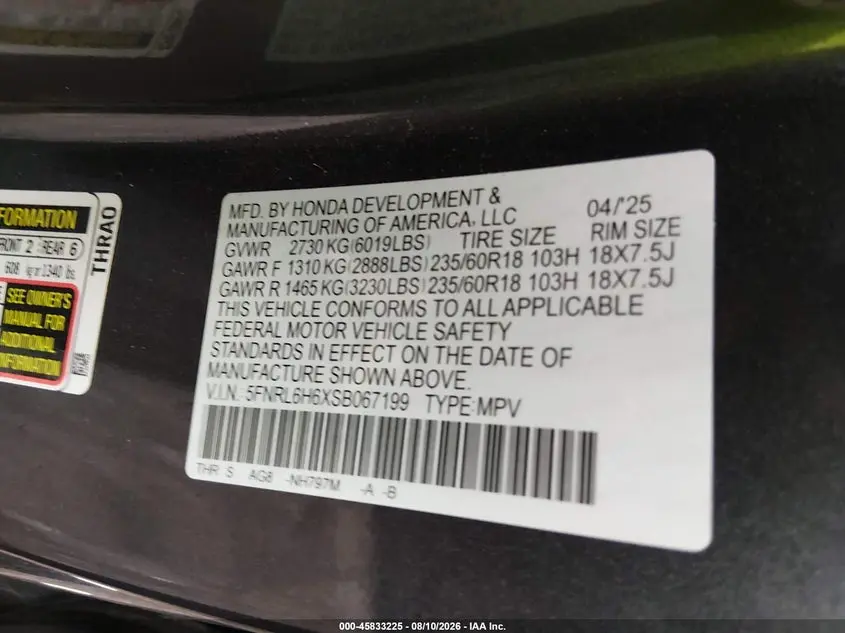 2025 HONDA ODYSSEY EX-L