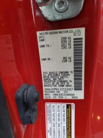 2012 NISSAN ALTIMA S  