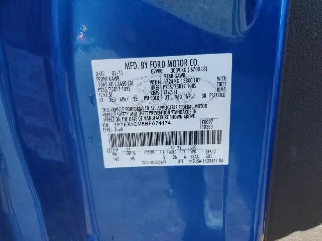 2011 FORD F150 SUPER CAB  