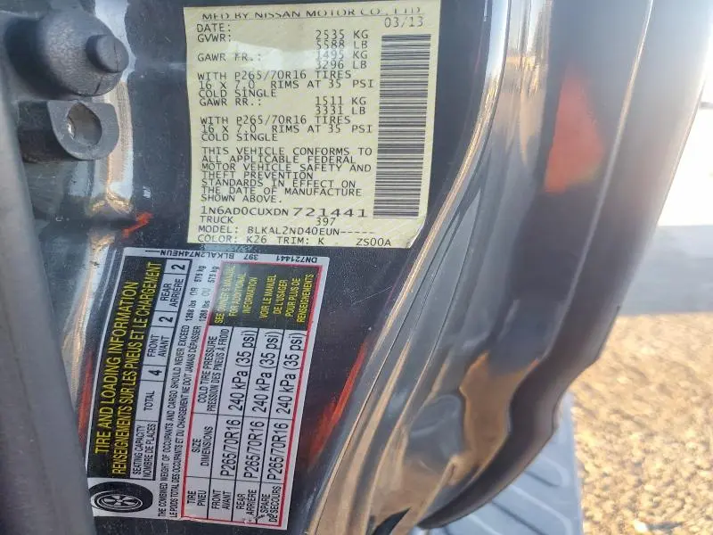 2013 NISSAN FRONTIER SV  