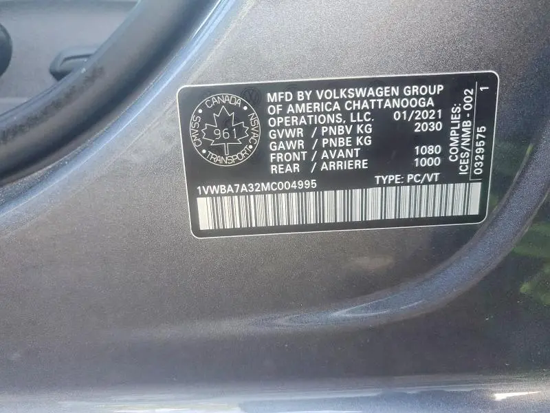2021 VOLKSWAGEN PASSAT   