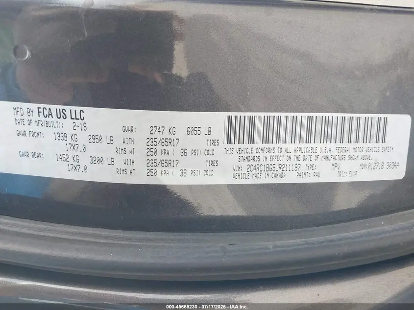 2018 CHRYSLER PACIFICA TOURING L