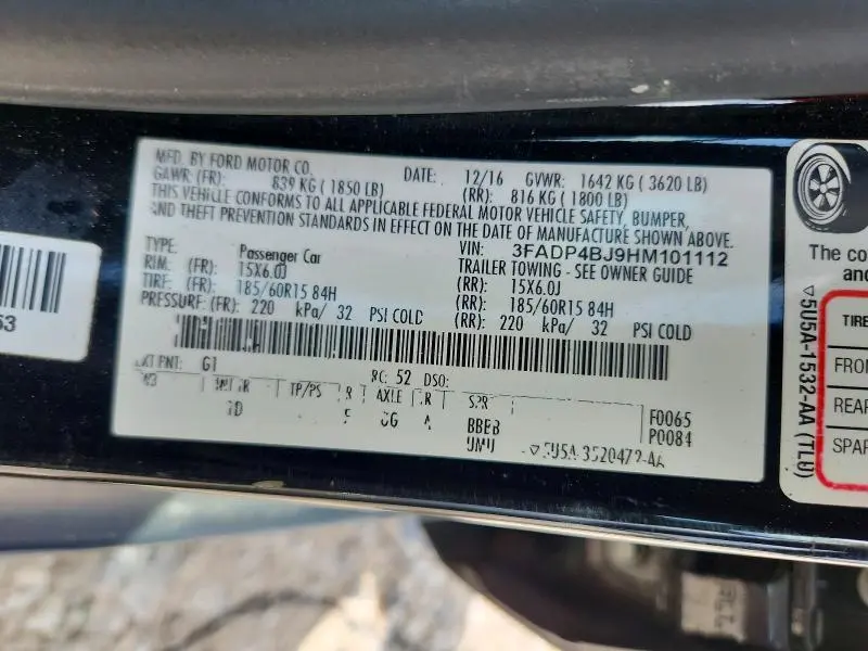 2017 FORD FIESTA SE  