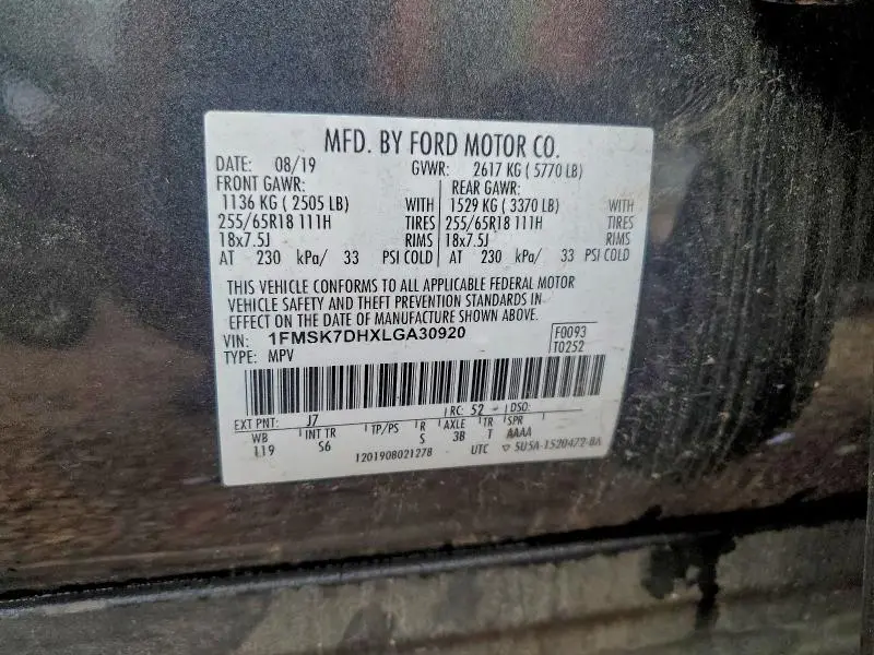 2020 FORD EXPLORER XLT  