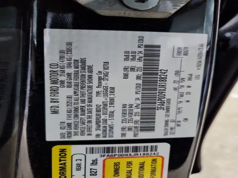 2018 FORD FUSION TITANIUM  