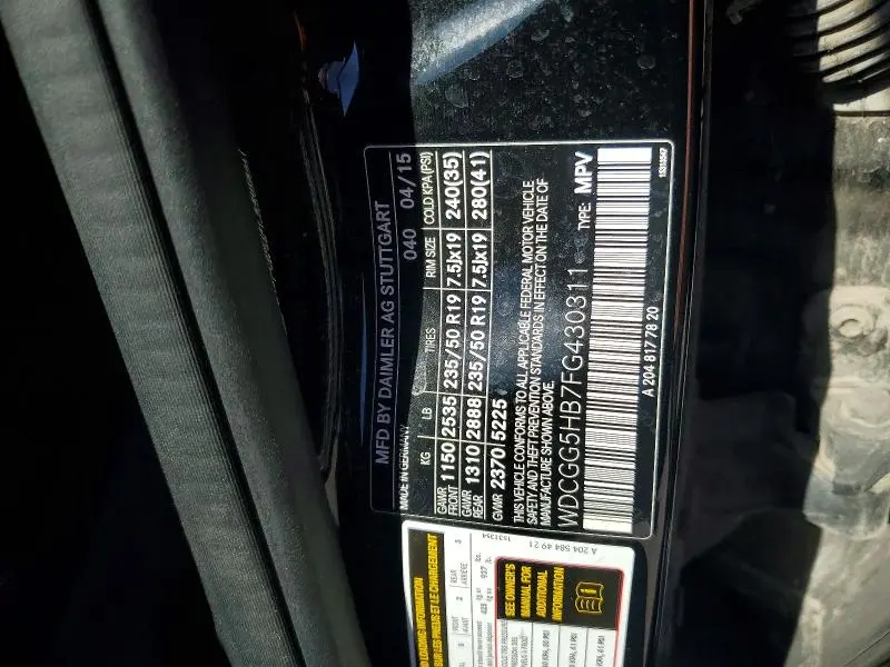 2015 MERCEDES-BENZ GLK 350  