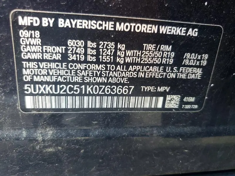 2019 BMW X6 XDRIVE35I  