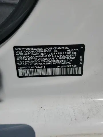 2020 VOLKSWAGEN PASSAT SE