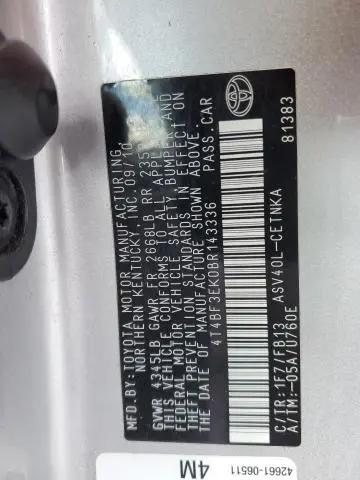 2011 TOYOTA CAMRY BASE  