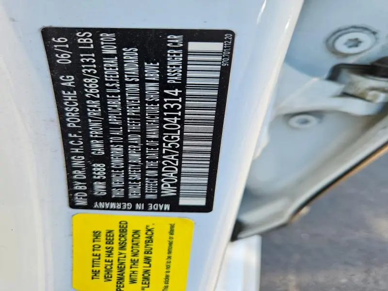 2016 PORSCHE PANAMERA SE HYBRID  