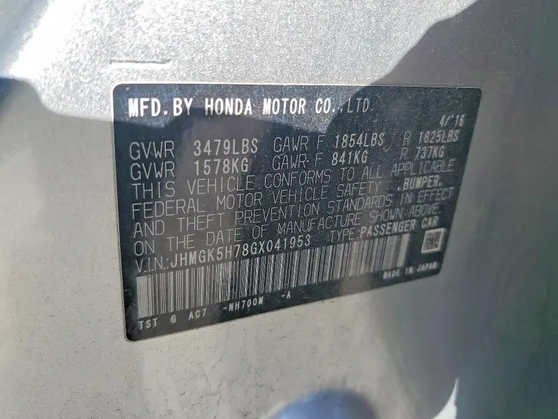 2016 HONDA FIT EX  