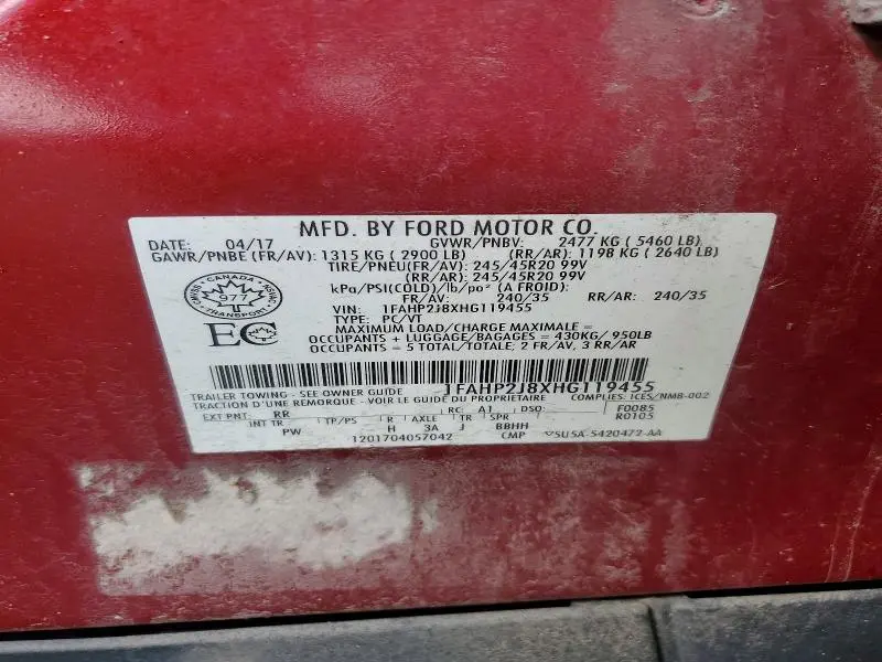 2017 FORD TAURUS LIMITED  