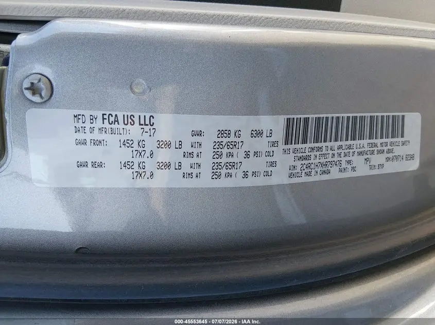 2017 CHRYSLER PACIFICA HYBRID TOURING PLUS