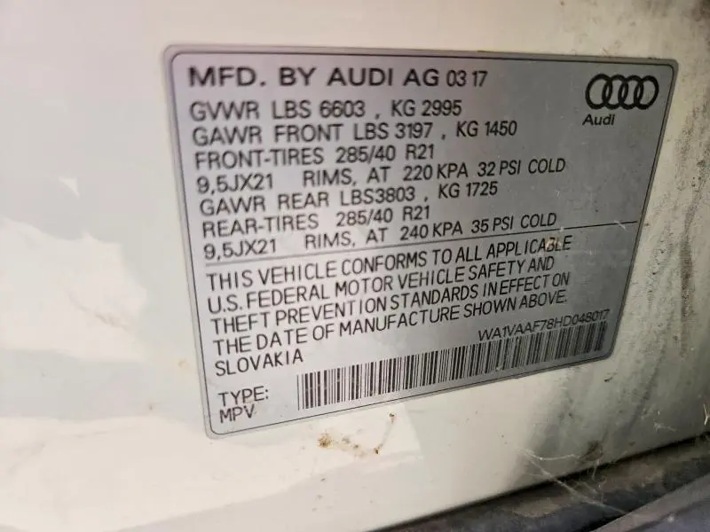 2017 AUDI Q7 PRESTIGE  
