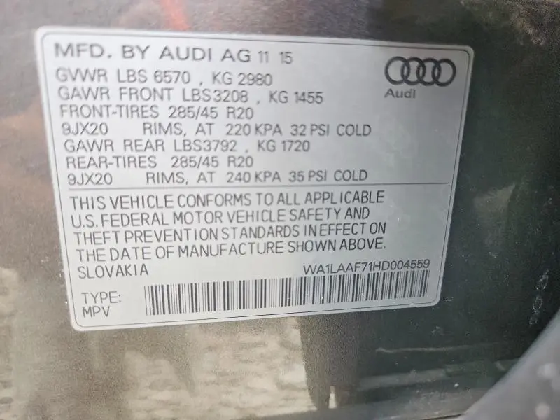 2017 AUDI Q7 PREMIUM PLUS  