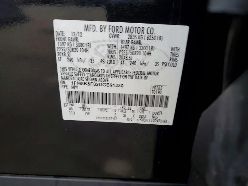 2013 FORD EXPLORER LIMITED  