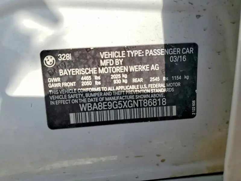 2016 BMW 328 I SULEV  