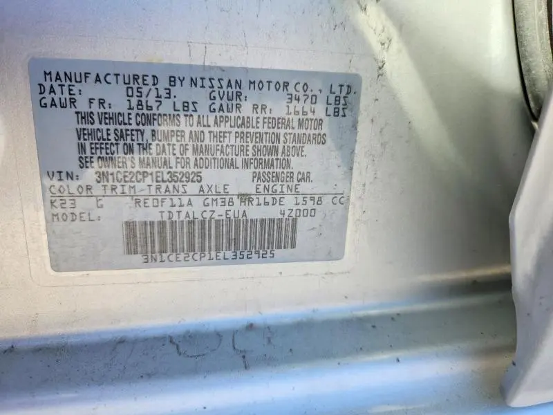 2014 NISSAN VERSA NOTE S PLUS  