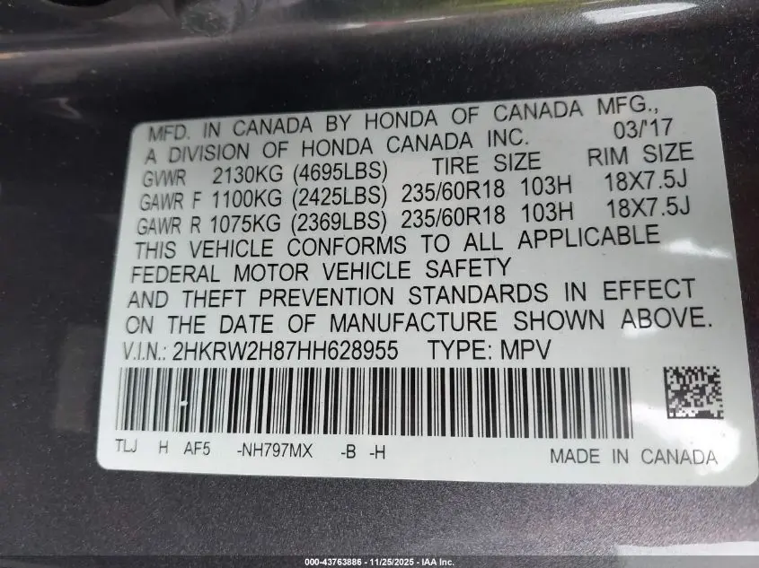 2017 HONDA CR-V EX-L/EX-L NAVI