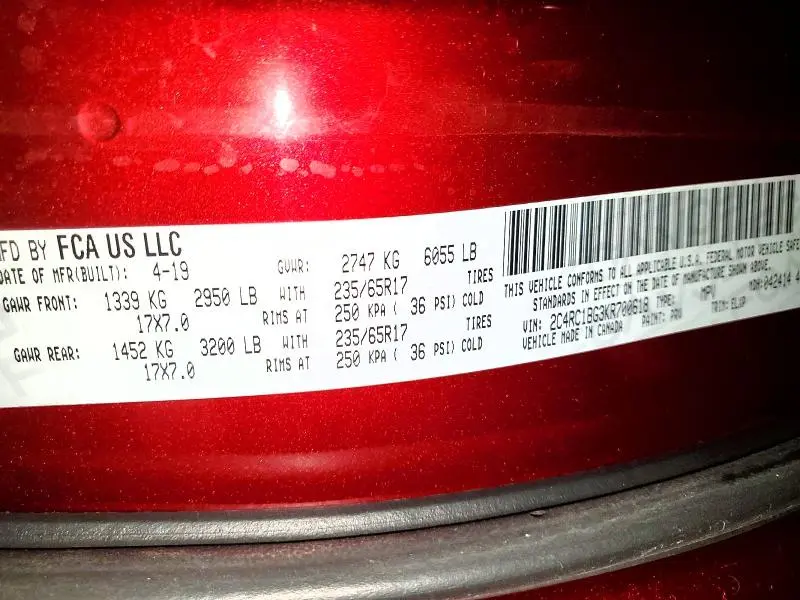 2019 CHRYSLER PACIFICA TOURING L  