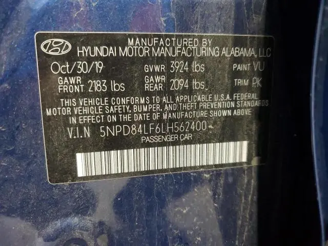 2020 HYUNDAI ELANTRA SEL  