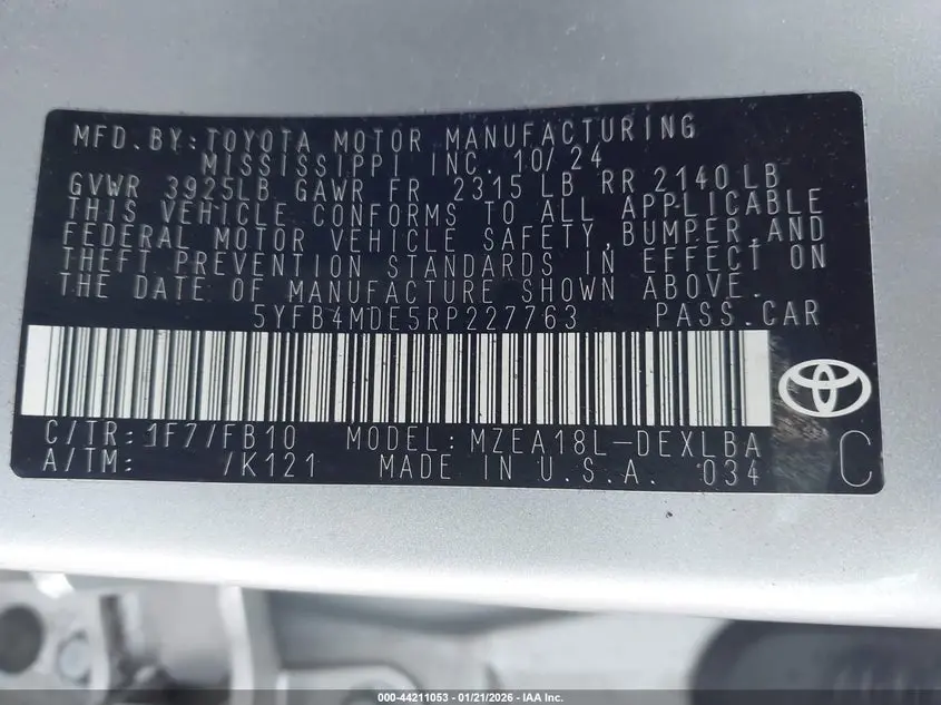 2024 TOYOTA COROLLA LE