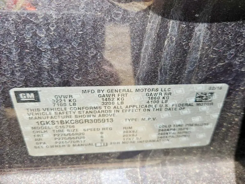 2016 GMC YUKON SLT  