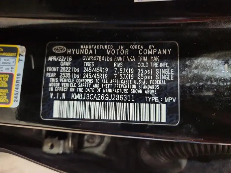 2016 HYUNDAI TUCSON LIMITED  