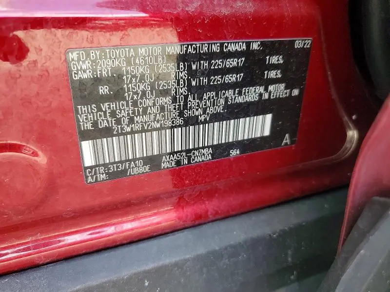 2022 TOYOTA RAV4 XLE  