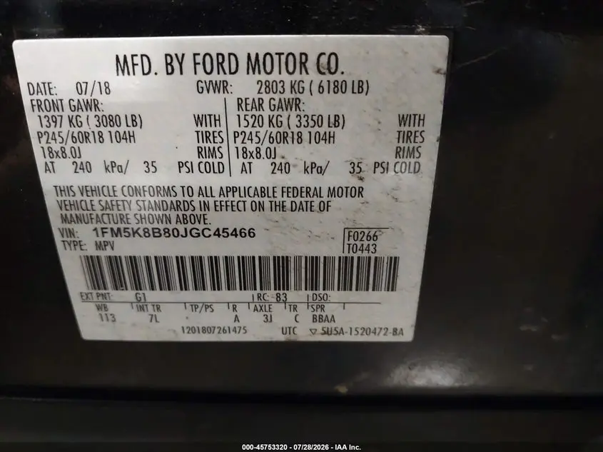 2018 FORD EXPLORER  