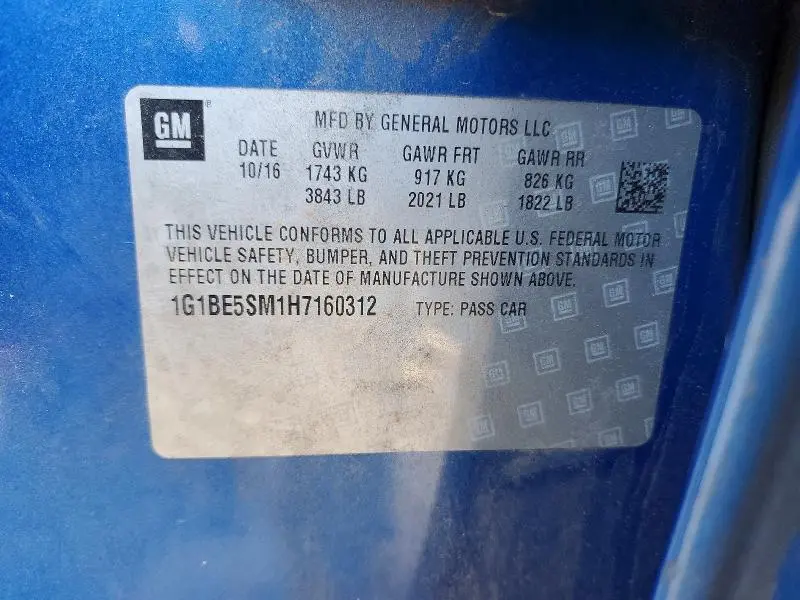 2017 CHEVROLET CRUZE LT  